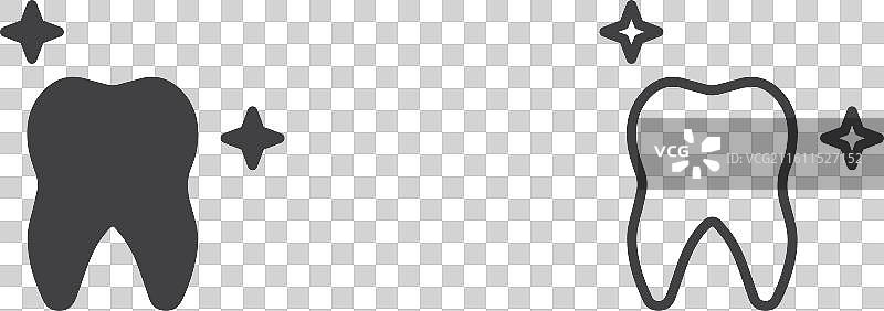 健康牙齿细线图标集图片素材