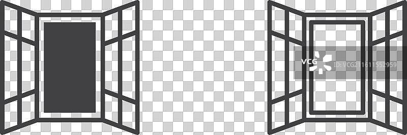 打开的窗户细线图标集图片素材