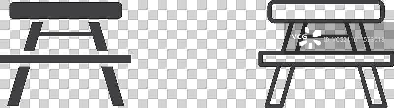 野餐桌细线图标集图片素材