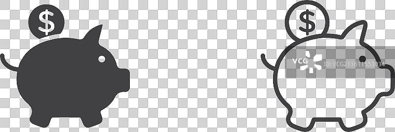 储蓄罐细线图标集图片素材