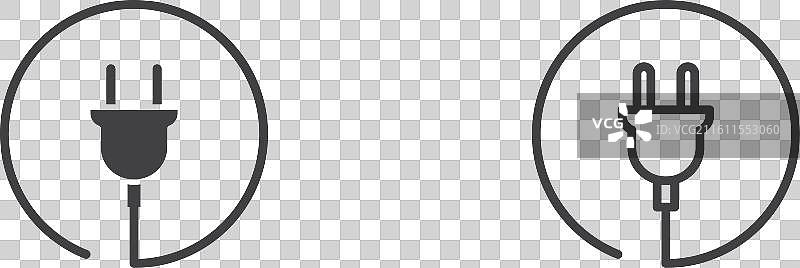 插头和电缆细线图标集图片素材