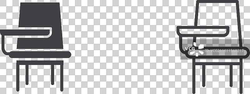 学校课桌椅细线图标集图片素材