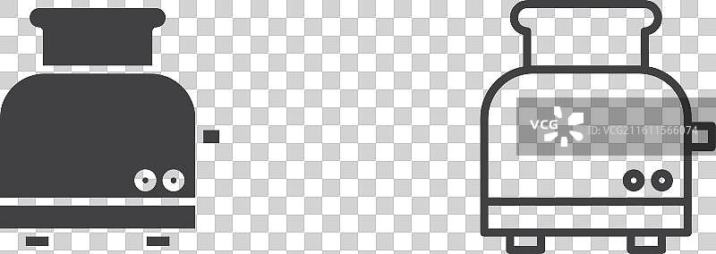 烤面包机细线图标集图片素材