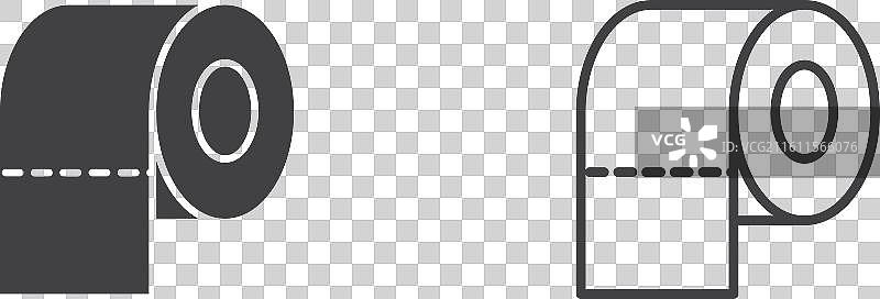 卫生纸卷细线图标集图片素材