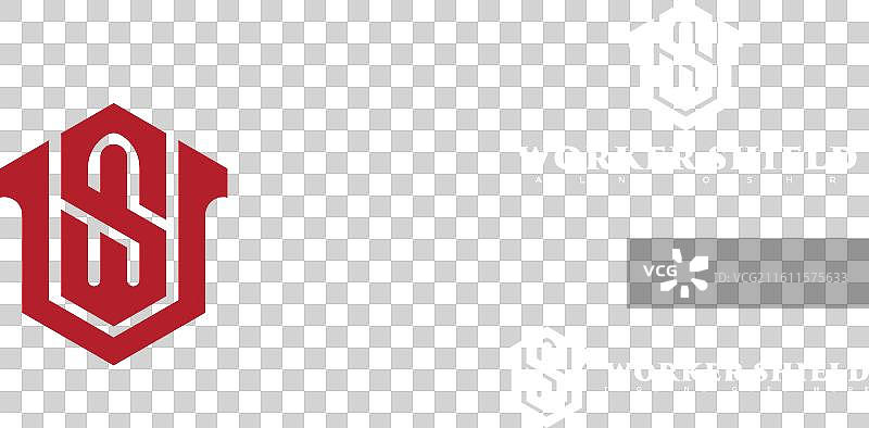 抽象的六边形字母ws或sw，红色图片素材