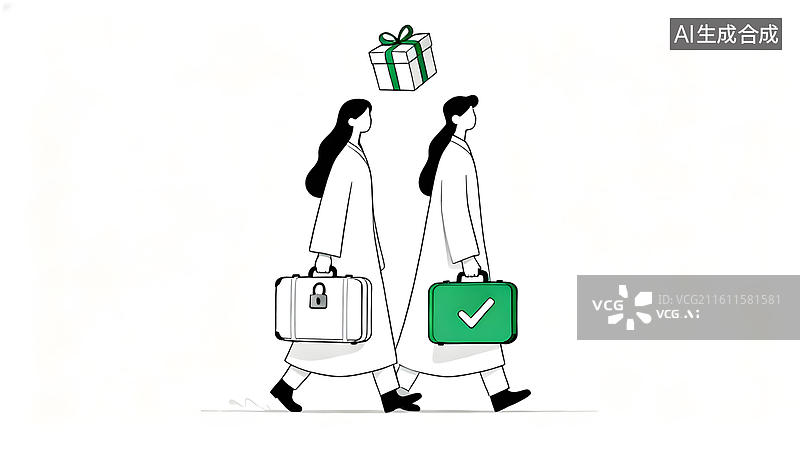 【AI数字艺术】两人携带行李行走图片素材