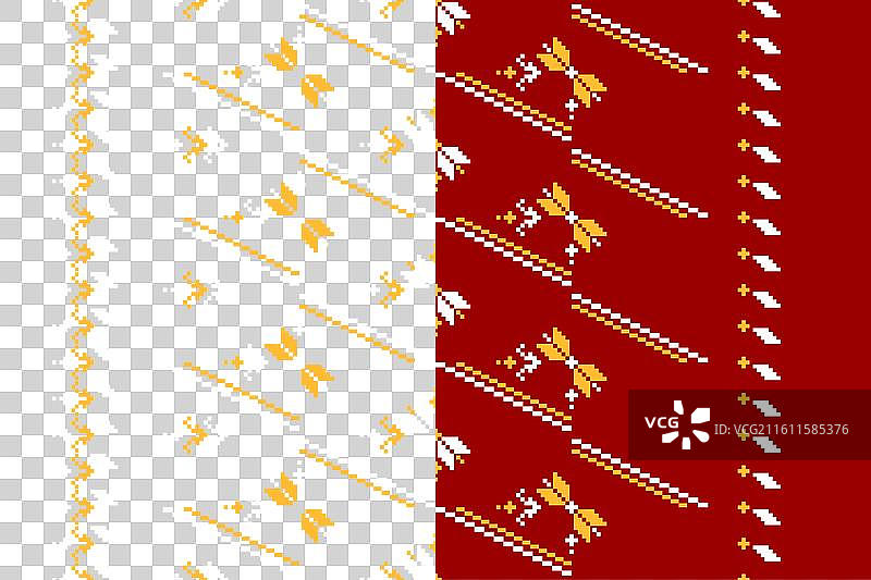 几何民族风无缝图案，传统红色图片素材