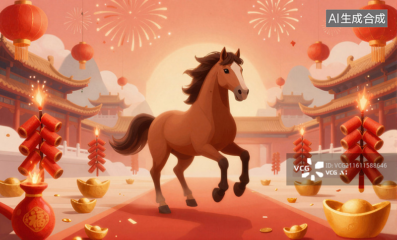 【AI数字艺术】马年春节喜庆场景图片素材