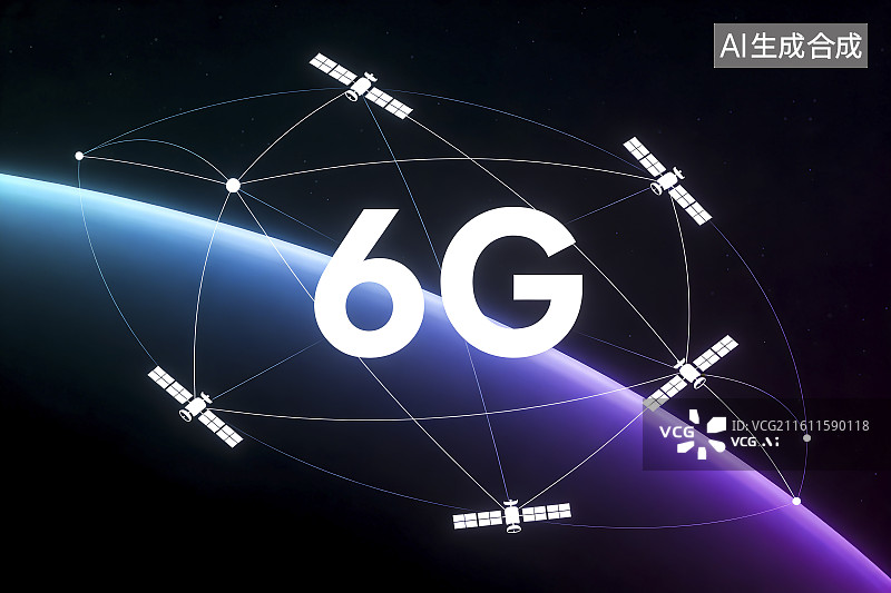 【AI数字艺术】6G通信卫星网络覆盖图片素材