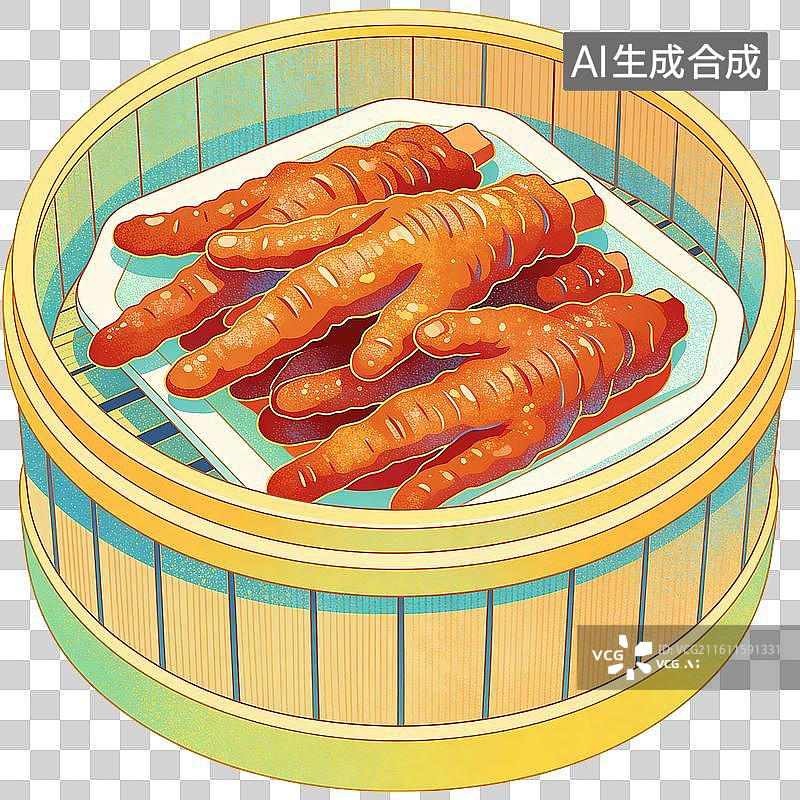 【AI数字艺术】粤式凤爪美食插画图片素材