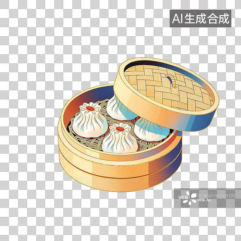 【AI数字艺术】一笼干蒸点心美食插画图片素材