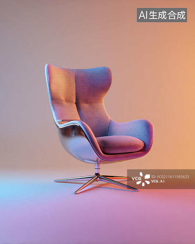 【AI数字艺术】渐变光影下的现代休闲单人扶手椅图片素材