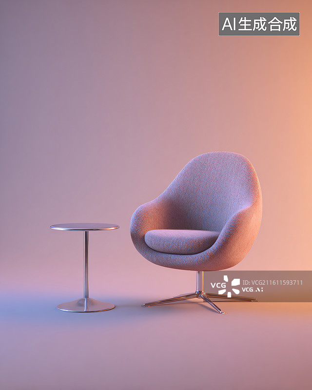 【AI数字艺术】渐变光影下的现代休闲单人扶手椅图片素材