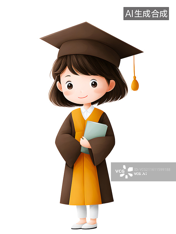 【AI数字艺术】穿学士服的可爱女生图片素材