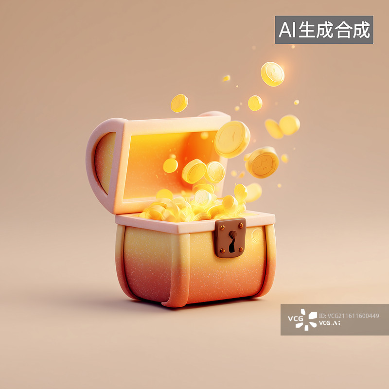 【AI数字艺术】可爱打开宝箱图片素材