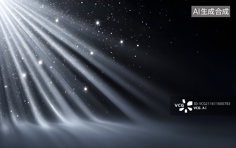 【AI数字艺术】黑色背景上照射光芒图片素材