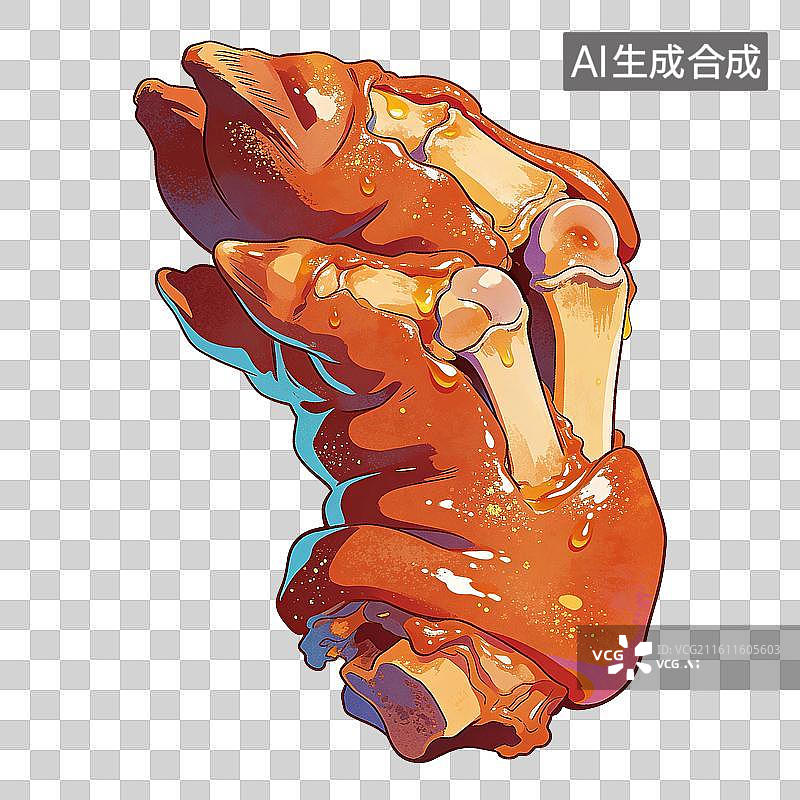 【AI数字艺术】卤味猪脚插画图片素材