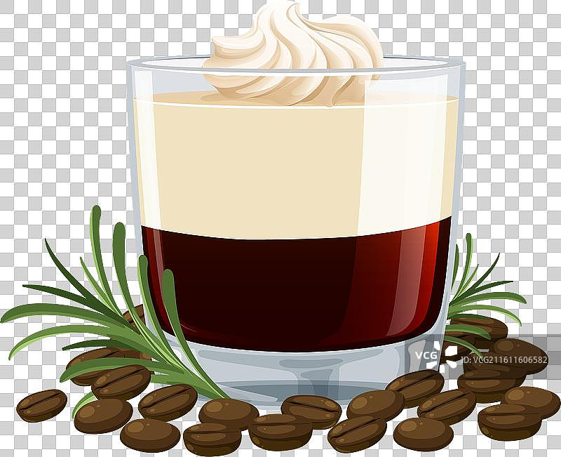 奶油咖啡和咖啡豆图片素材