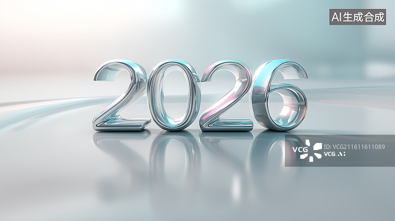 【AI数字艺术】玻璃质感2026年新年背景图片素材