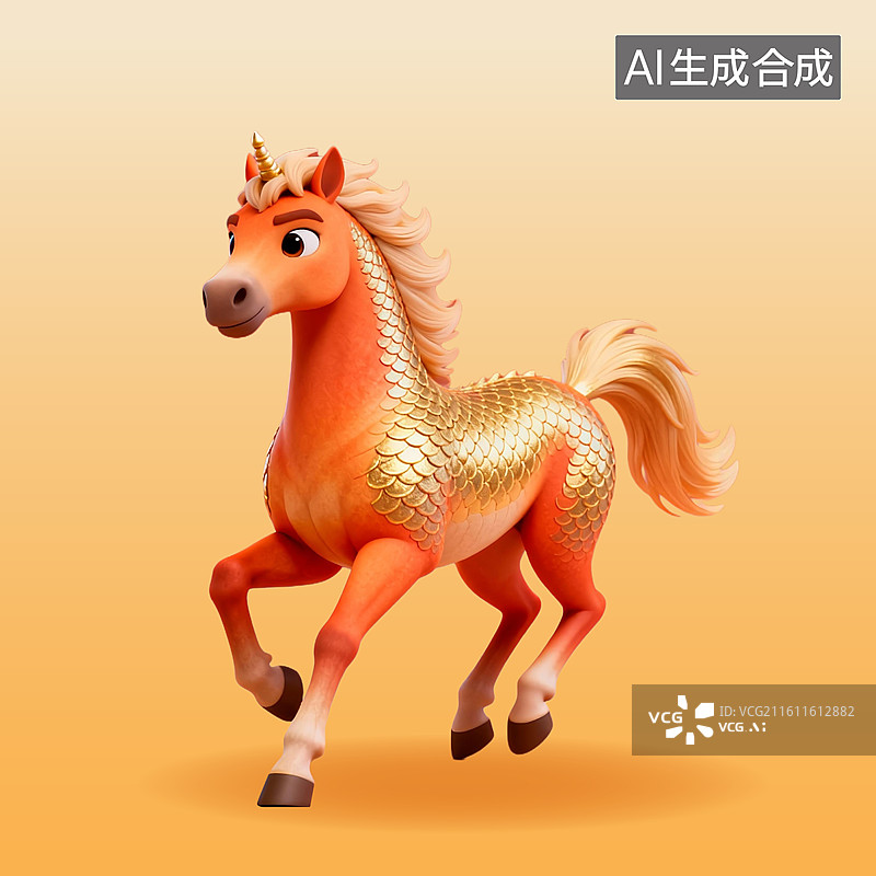 【AI数字艺术】卡通3D插画2026年马年吉祥语马到成功马年大吉插画图片素材