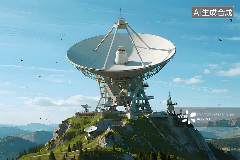 【AI数字艺术】未来科技感射电望远镜图片素材