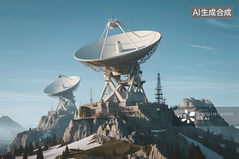 【AI数字艺术】未来科技感射电望远镜图片素材
