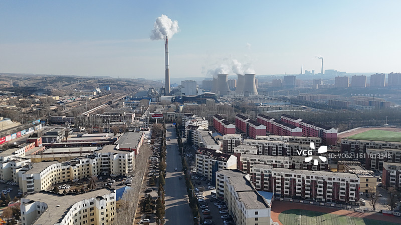 鄂尔多斯准格尔旗千亿县城市航拍图片素材