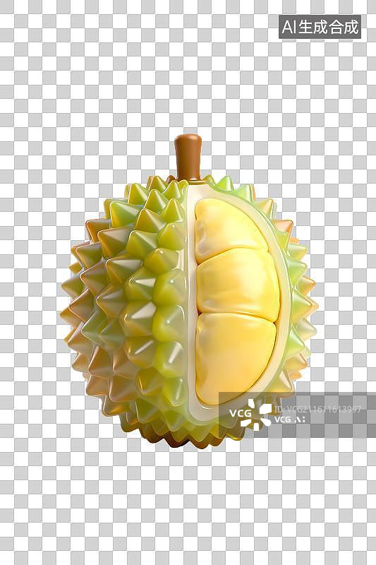 【AI数字艺术】榴莲的诱惑 金枕榴莲的美味 卡通风格榴莲 果肉图片素材