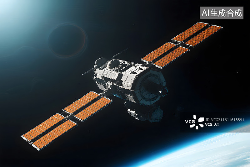 【AI数字艺术】星际飞船翱翔轨道图片素材