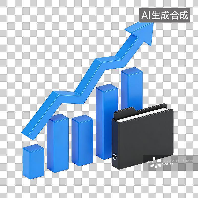 【AI数字艺术】金融投资数据分析图表与报告3D图标图片素材