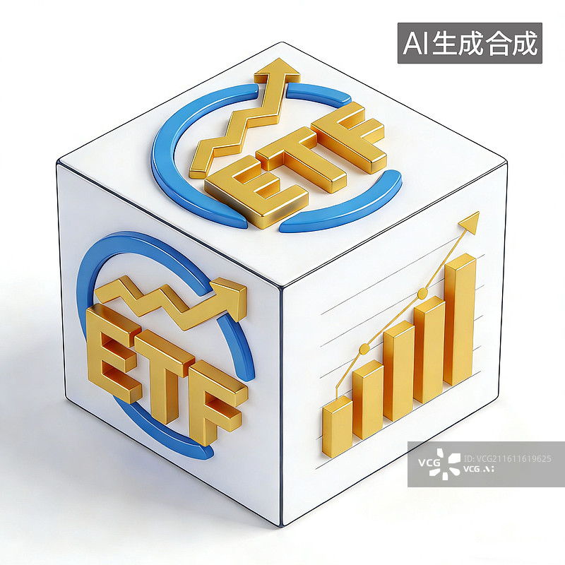 【AI数字艺术】金融类3D图标ETF基金图片素材