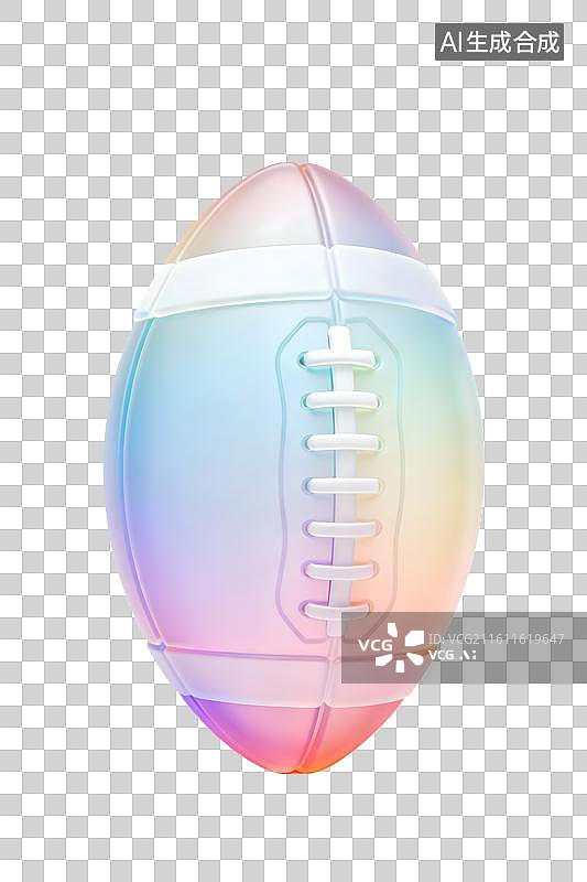【AI数字艺术】炫彩半透明的橄榄球图片素材