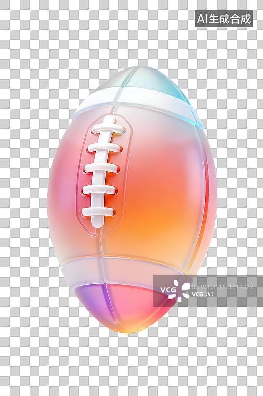 【AI数字艺术】炫彩半透明的橄榄球图片素材