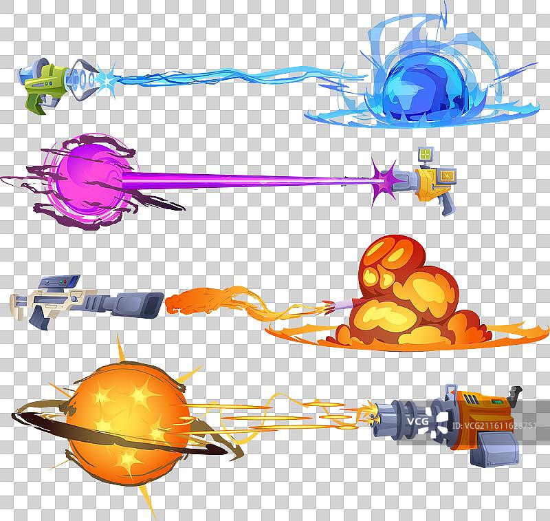 带有火焰和爆炸的游戏武器图片素材