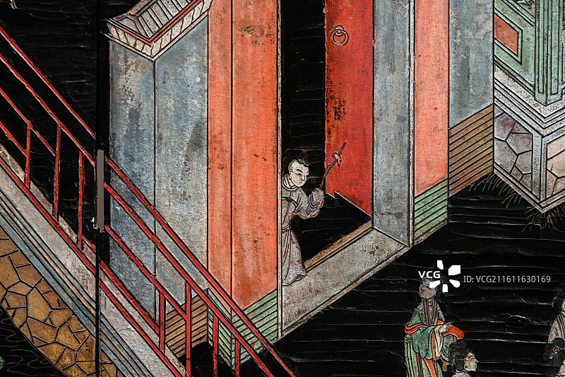 广东省博物馆展出的漆器文物图片素材