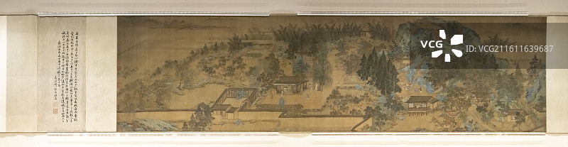 曲水流觞图 明仇英款卷 绢本 设色 南京博物院图片素材