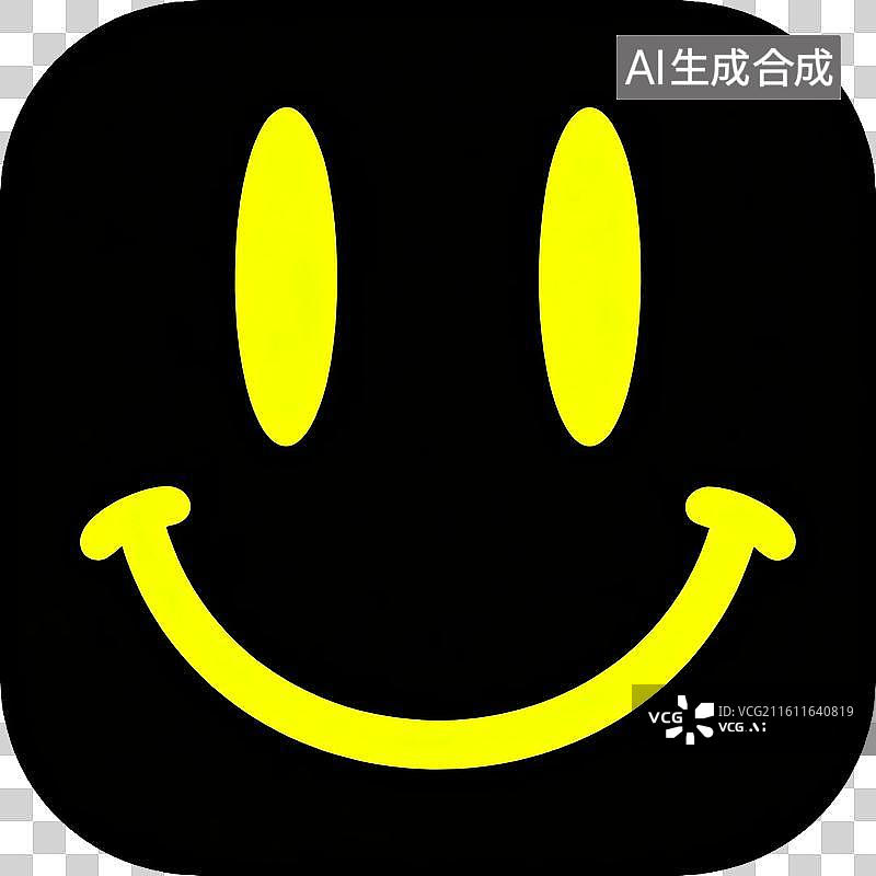 【AI数字艺术】黑色背景上的黄色笑脸图案图片素材