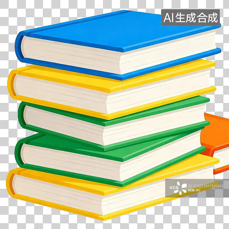 【AI数字艺术】彩色书本堆叠插画图片图片素材