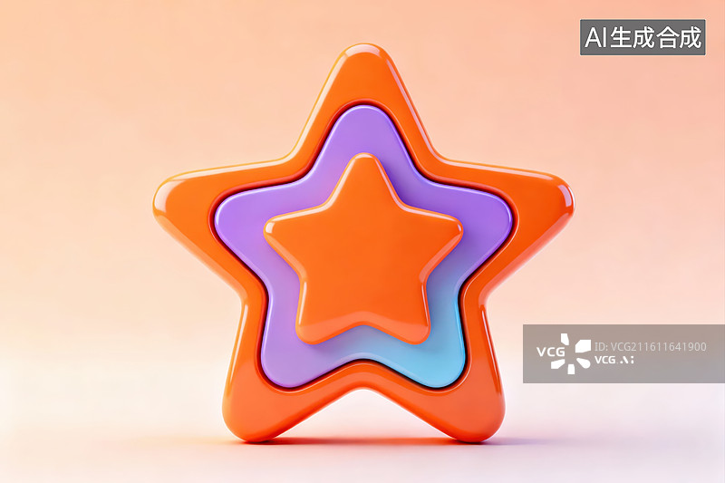 【AI数字艺术】彩色嵌套星星玩具图片素材