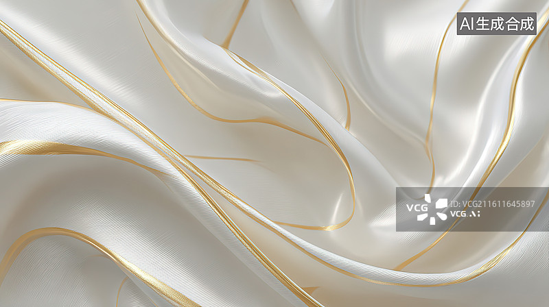【AI数字艺术】白色丝绸布料纹理特写图片素材