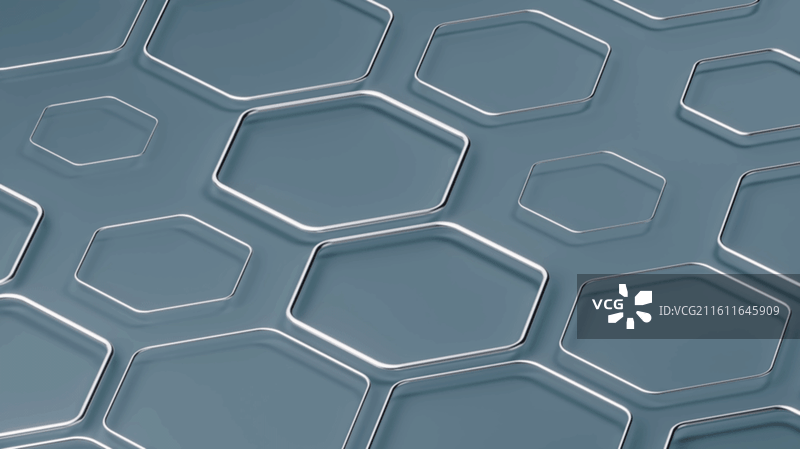 金属六边形排列背景三维渲染图片素材