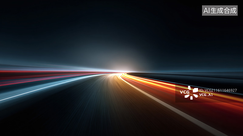 【AI数字艺术】彩色科技光线光轨与公路图片素材