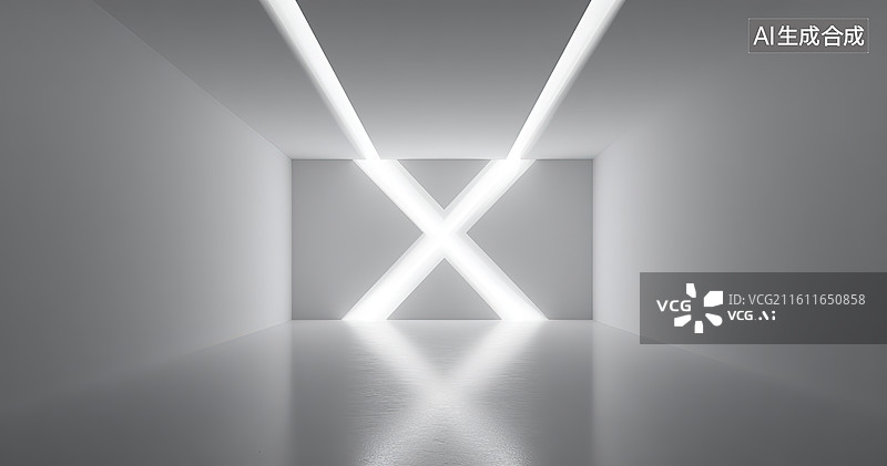 【AI数字艺术】光线交错的几何空间图片素材