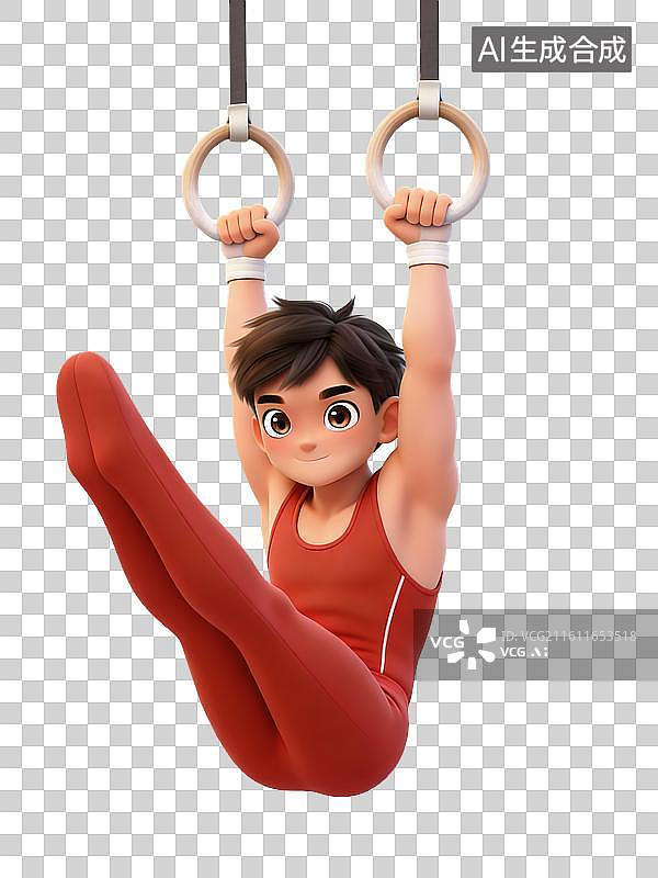 【AI数字艺术】3D卡通男子运动项目—吊环图片素材