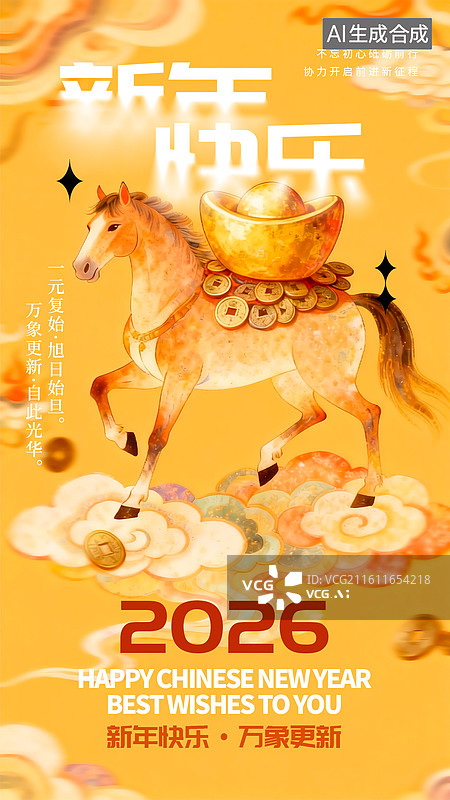 【AI数字艺术】新中式敦煌壁画配色马年海报图片素材