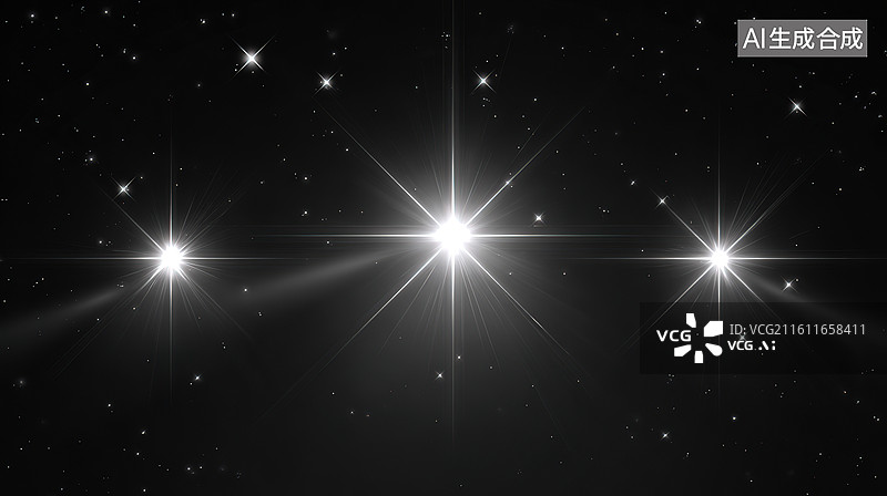 【AI数字艺术】星空中的三颗明亮恒星图片素材