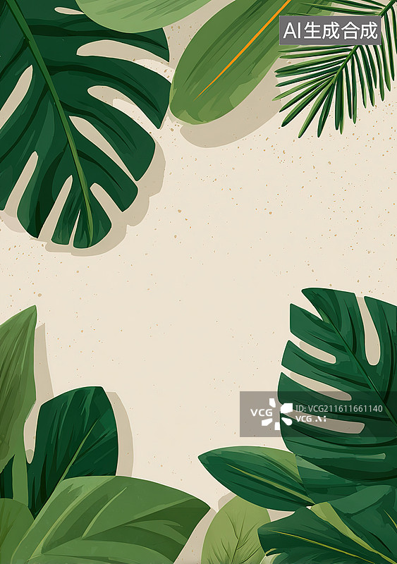 【AI数字艺术】热带植物叶片装饰背景图片素材