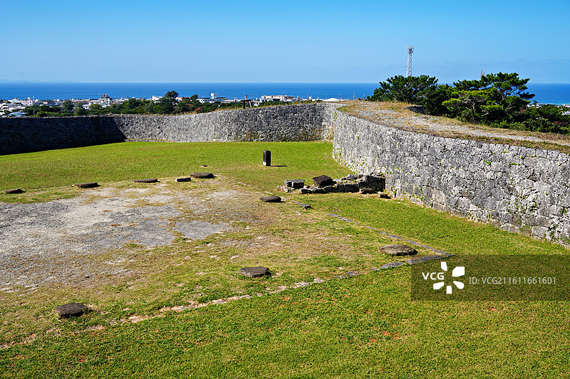 日本冲绳县读谷村，世界文化遗产座喜味城迹图片素材