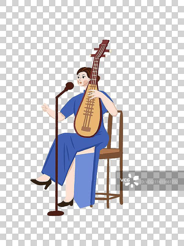 苏州评弹旗袍女子图片素材