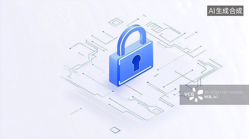 【AI数字艺术】安全锁互联网科技背景图片素材